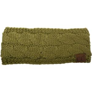imageCC Soft Stretch Winter Warm Cable Knit Fuzzy Lined Ear Warmer HeadbandOlive