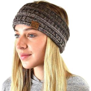 imageCC Soft Stretch Winter Warm Cable Knit Fuzzy Lined Ear Warmer HeadbandOmbre Brown