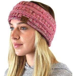 imageCC Soft Stretch Winter Warm Cable Knit Fuzzy Lined Ear Warmer HeadbandOmbre Bubblegum Pink