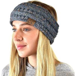 imageCC Soft Stretch Winter Warm Cable Knit Fuzzy Lined Ear Warmer HeadbandOmbre Dark Melange Gray