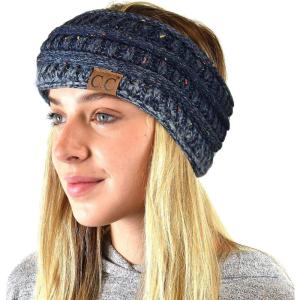 imageCC Soft Stretch Winter Warm Cable Knit Fuzzy Lined Ear Warmer HeadbandOmbre Navy
