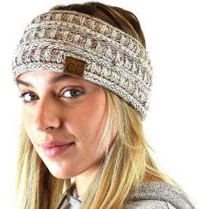 imageCC Soft Stretch Winter Warm Cable Knit Fuzzy Lined Ear Warmer HeadbandOmbre Oatmeal