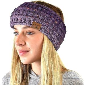 imageCC Soft Stretch Winter Warm Cable Knit Fuzzy Lined Ear Warmer HeadbandOmbre Purple
