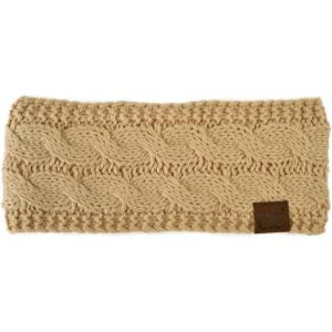 imageCC Soft Stretch Winter Warm Cable Knit Fuzzy Lined Ear Warmer HeadbandPeanut