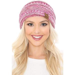 imageCC Soft Stretch Winter Warm Cable Knit Fuzzy Lined Ear Warmer HeadbandPink Mix