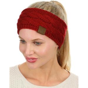 imageCC Soft Stretch Winter Warm Cable Knit Fuzzy Lined Ear Warmer HeadbandRed