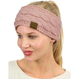 imageCC Soft Stretch Winter Warm Cable Knit Fuzzy Lined Ear Warmer HeadbandRose