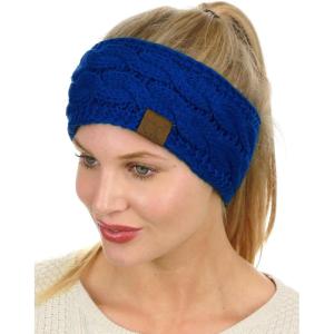 imageCC Soft Stretch Winter Warm Cable Knit Fuzzy Lined Ear Warmer HeadbandRoyal