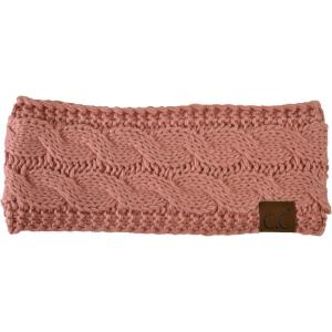 imageCC Soft Stretch Winter Warm Cable Knit Fuzzy Lined Ear Warmer HeadbandSalmon Pink