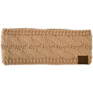 imageCC Soft Stretch Winter Warm Cable Knit Fuzzy Lined Ear Warmer HeadbandSand