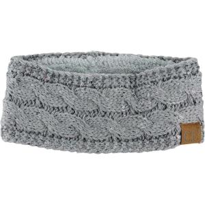 imageCC Soft Stretch Winter Warm Cable Knit Fuzzy Lined Ear Warmer HeadbandSequin Light Melange Gray