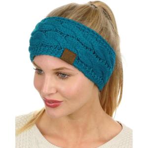 imageCC Soft Stretch Winter Warm Cable Knit Fuzzy Lined Ear Warmer HeadbandTeal