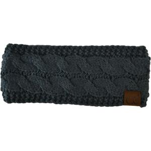 imageCC Soft Stretch Winter Warm Cable Knit Fuzzy Lined Ear Warmer HeadbandTeal Gray