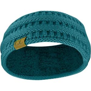 imageCC Soft Stretch Winter Warm Cable Knit Fuzzy Lined Ear Warmer HeadbandTeal Ribbed