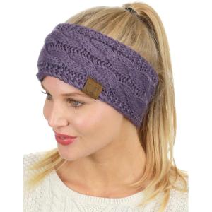 imageCC Soft Stretch Winter Warm Cable Knit Fuzzy Lined Ear Warmer HeadbandViolet