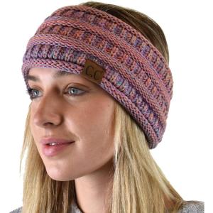 imageCC Soft Stretch Winter Warm Cable Knit Fuzzy Lined Ear Warmer HeadbandViolet Mix