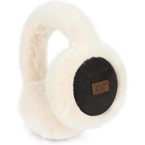 imageCC Soft Winter Warm Adjustable Headband Ear Warmer Earmuffs BlackSuede BlackIvory