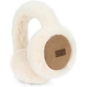 imageCC Soft Winter Warm Adjustable Headband Ear Warmer Earmuffs BlackSuede CamelIvory