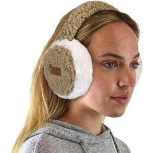 imageCC Soft Winter Warm Adjustable Headband Ear Warmer EarmuffsSherpa CamelIvory