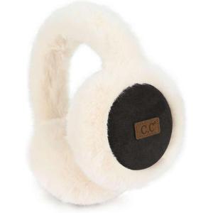 imageCC Soft Winter Warm Adjustable Headband Ear Warmer EarmuffsSmooth Furry BlackIvory