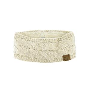 imageCC Sparkly Sequin Winter Warm Cable Knit Fuzzy Lined Ear Warmer Headband Beige