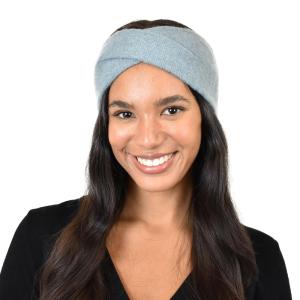 imageCC Stretchy Cozy EcoFriendly Recycled Yarn Ear Warmer Headband Headwrap Cashmere Blend Burnt HennaCashmere Blend Steel Blue