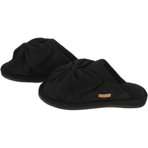 imageCC Suede Faux Fur Lined House IndoorOutdoor Slippers SlipOn for WomenBow Black