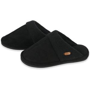 imageCC Suede Faux Fur Lined House IndoorOutdoor Slippers SlipOn for WomenSherpa Black