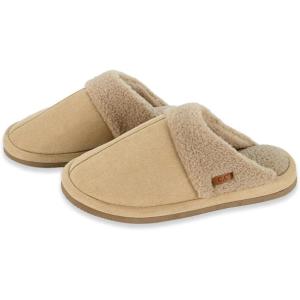 imageCC Suede Faux Fur Lined House IndoorOutdoor Slippers SlipOn for WomenSherpa Dkbeige