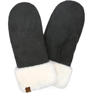 imageCC Suede Mitten With Faux Fur Cuff For WomenBlack