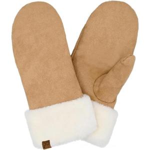 imageCC Suede Mitten With Faux Fur Cuff For WomenCamel