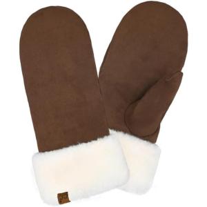 imageCC Suede Mitten With Faux Fur Cuff For WomenChocolate