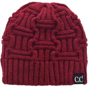 imageCC Trendy Lightweight Winter Warm Chunky Soft Stretch Cable Knit Stylish Skull Hat CapBurgundy