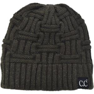 imageCC Trendy Lightweight Winter Warm Chunky Soft Stretch Cable Knit Stylish Skull Hat CapDark Green