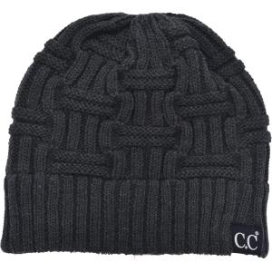 imageCC Trendy Lightweight Winter Warm Chunky Soft Stretch Cable Knit Stylish Skull Hat CapDark Melange Gray