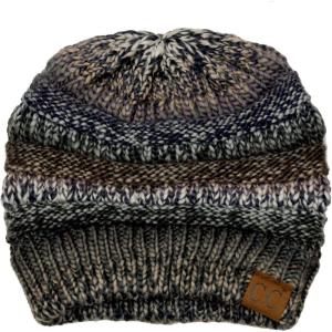 imageCC Trendy Warm Chunky Soft Stretch Cable Knit Beanie SkullyBlackGray Blend