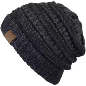 imageCC Trendy Warm Chunky Soft Stretch Cable Knit Beanie SkullyBlackGray Multi