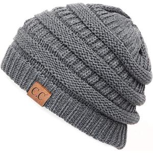 imageCC Trendy Warm Chunky Soft Stretch Cable Knit Beanie SkullyCharcoal
