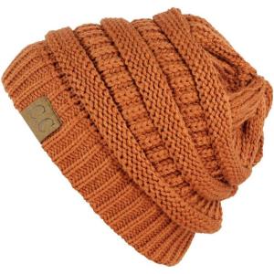 imageCC Trendy Warm Chunky Soft Stretch Cable Knit Beanie SkullyCopper