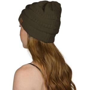imageCC Trendy Warm Chunky Soft Stretch Cable Knit Beanie SkullyDark Olive