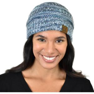 imageCC Trendy Warm Chunky Soft Stretch Cable Knit Beanie SkullyDenim Multi