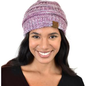 imageCC Trendy Warm Chunky Soft Stretch Cable Knit Beanie SkullyLavender Multi