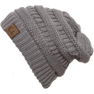 imageCC Trendy Warm Chunky Soft Stretch Cable Knit Beanie SkullyLight Gray