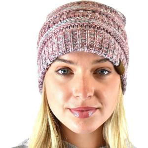 imageCC Trendy Warm Chunky Soft Stretch Cable Knit Beanie SkullyMauve Multi