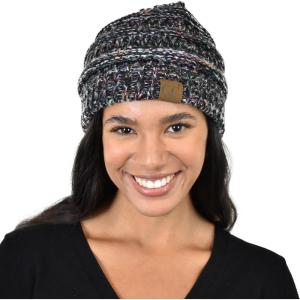 imageCC Trendy Warm Chunky Soft Stretch Cable Knit Beanie SkullyMulti Black