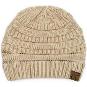 imageCC Trendy Warm Chunky Soft Stretch Cable Knit Beanie SkullySnuggly Soft Beige Mix