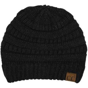 imageCC Trendy Warm Chunky Soft Stretch Cable Knit Beanie SkullySnuggly Soft BlackGray Mix