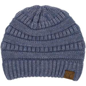 imageCC Trendy Warm Chunky Soft Stretch Cable Knit Beanie SkullySnuggly Soft Denim Mix
