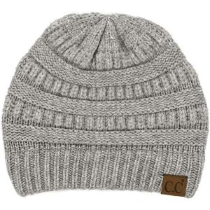 imageCC Trendy Warm Chunky Soft Stretch Cable Knit Beanie SkullySnuggly Soft Light Melange Gray Mix