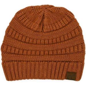 imageCC Trendy Warm Chunky Soft Stretch Cable Knit Beanie SkullySnuggly Soft Rust Mix